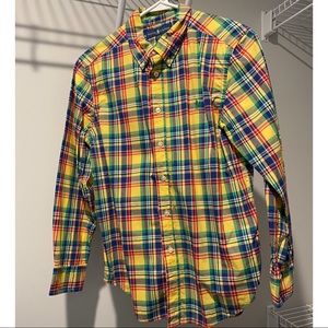 Ralph Lauren Boy’s Yellow Multicolor Plaid Long Sleeve Button Up